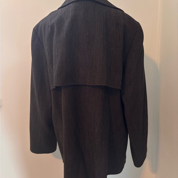 Lafayette 148 New York Brown Pea Coat with Notched Lapel Wool Sz 22 - Picture 4 of 13